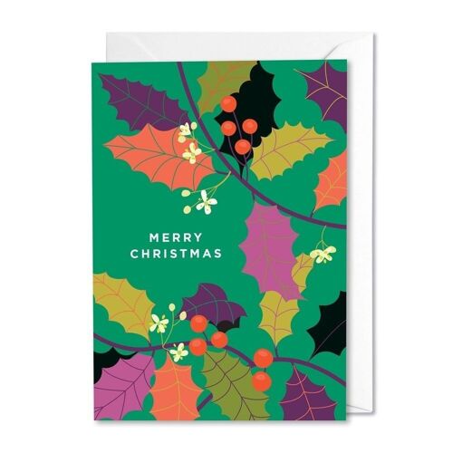 Holly Christmas card with recipe