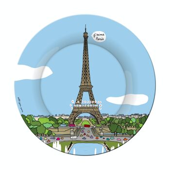 ASSIETTE À DESSERT PARIS TOUR EIFFEL ''TROCADÉRO'' Ø 20cm 1