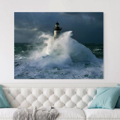 Photographic painting with lighthouses and sea, canvas print: Jean Guichard, Phare d'Ar-Men