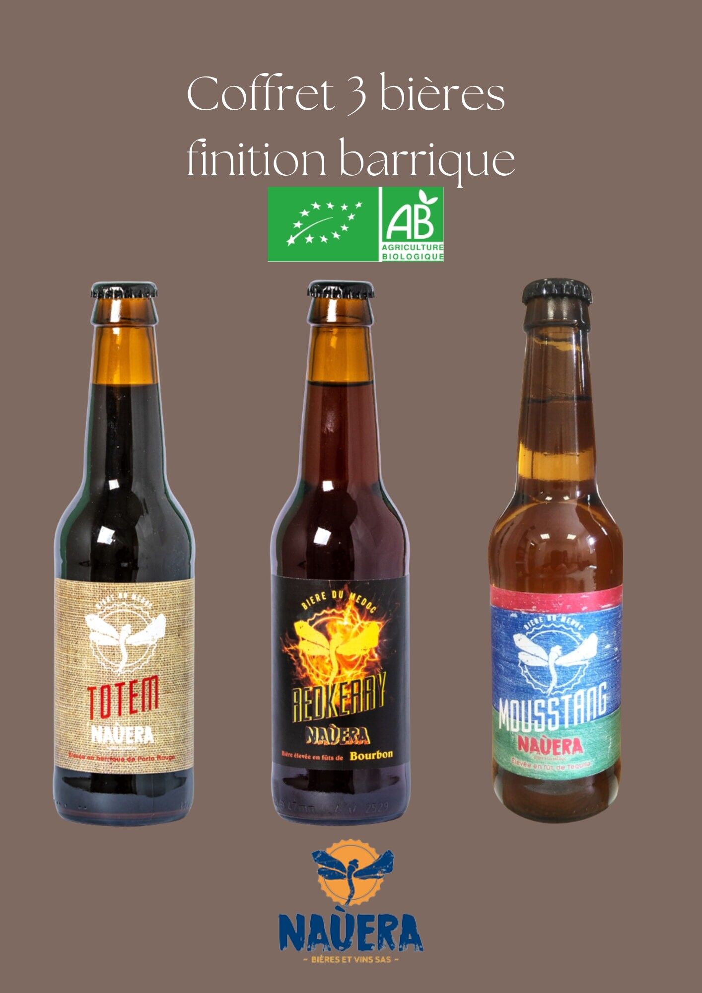 Scatola scoperta di 3 birre rifinite in botte