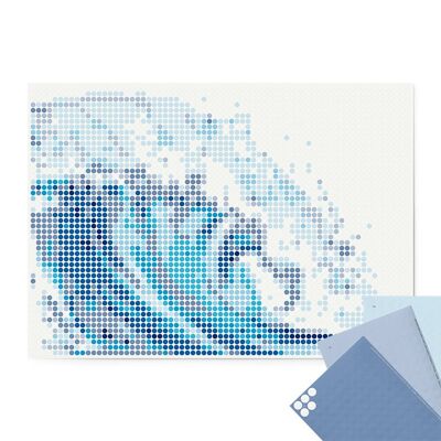 Set pixel art points de colle - vague 50x70 cm