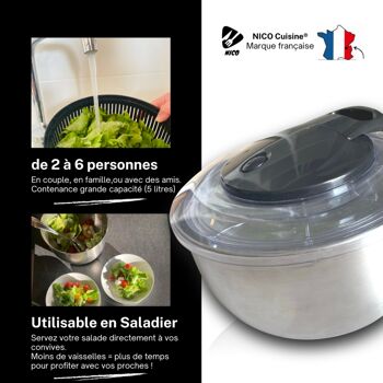 Compra Centrifuga per insalata ultra veloce NICO® in acciaio inossidabile  (grande capacità 5 l) all'ingrosso