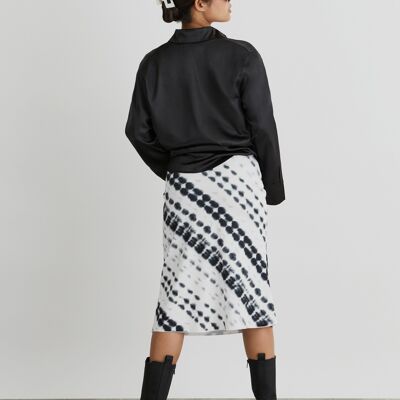 Dot To Dot Midi Skirt With Tie-Dye Print In Black