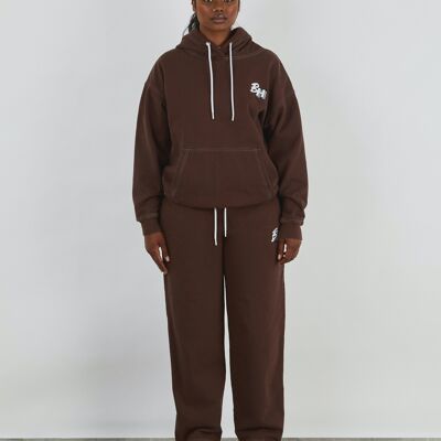 Earthling Straight Leg Drawstring Joggers With  Embroidery In Brown