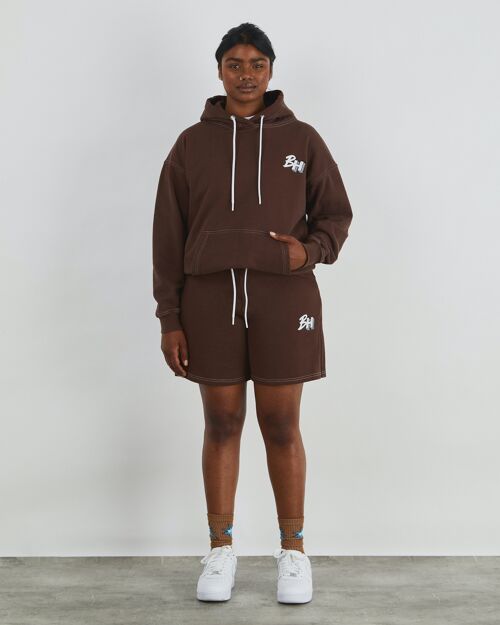 Earthling Baggy Drawstring Shorts With Embroidery In Brown