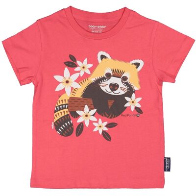 Camiseta infantil de manga corta de algodón orgánico Panda Roux