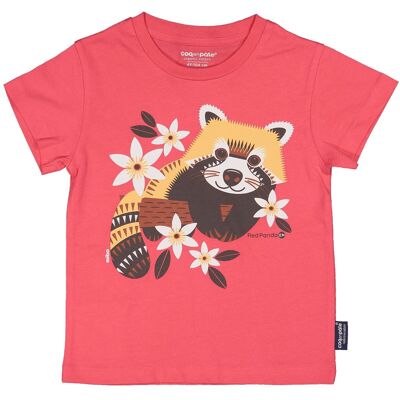 T Shirt enfant manches courtes coton bio Panda Roux