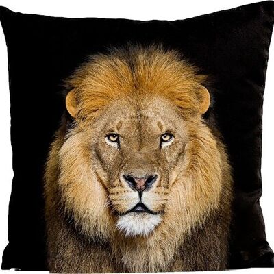Kissen, Löwe, Wildleder, abnehmbarer Bezug, schwarz, 40 x 40 cm, Modell König der Löwen
