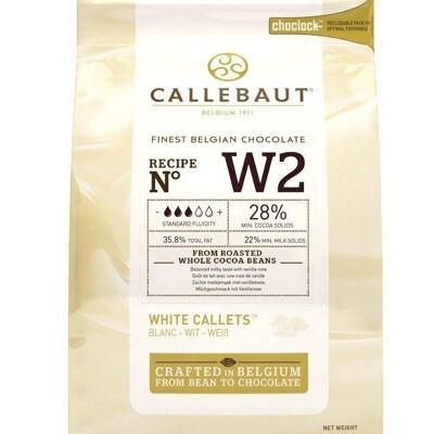 Callebaut N°W2 Finest - 28 % Belgische weiße Schokolade (Pistolles/Callets), 2,5 KG
