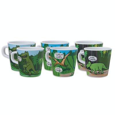 SET OF 6 SMALL MUGS ASSORTED DINOSAURS