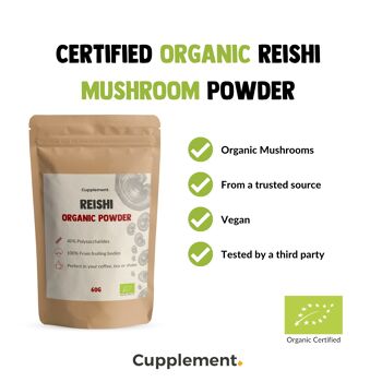 Supplément | Reishi 60 grammes | Biologique | Livraison gratuite et scoop | Poudre de champignons de la plus haute qualité 5