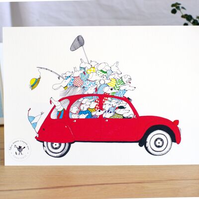 Poster Banda di amici cani in 2 CV - Gioioso e colorato, giocoso e poetico - Camera dei bambini