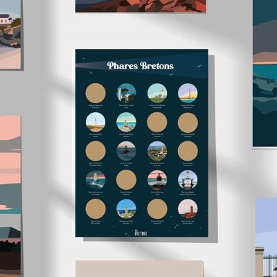 Scratch poster "20 Breton lighthouses to discover"