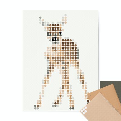 Set pixel art con punti colla - cervo 30x40 cm