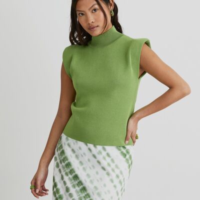 Peapod Boxy Knit Sweater Vest avec broderie - Vert