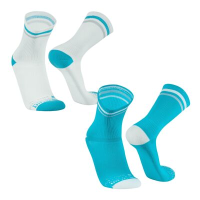 Impulse I sports socks long, light running socks with anti-blister protection, breathable running socks, compression socks 2 pairs, for women and men - turquoise | SILVERA NANOTECH