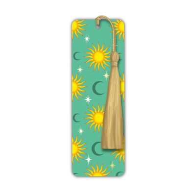 Luxury Foiled Celestial Sun & Moon Bookmark (Jade / Gold)