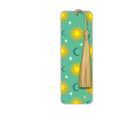 Luxury Foiled Celestial Sun & Moon Bookmark (Jade / Gold)