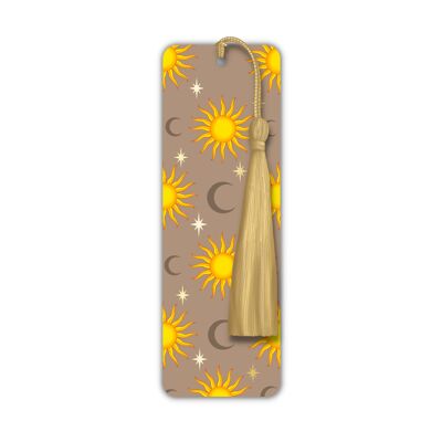 Marque-page de luxe avec soleil et lune célestes (sable / or)
