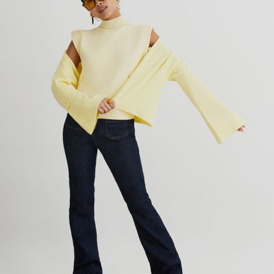 Smile and Wave 90s Cropped Knit Cardigan In Yellow