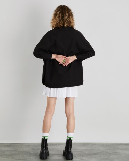 Squid Ink Oversized Shirt With Embroidery In Black