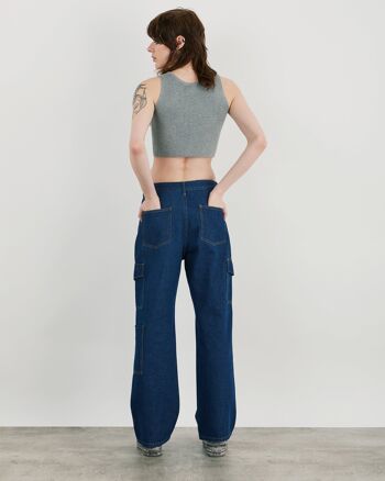 Jean Stash 90's à jambe droite et taille haute en denim bleu marine 2