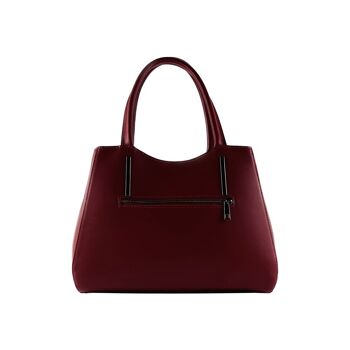 RB1004V | Sac à Main en Cuir Véritable Fabriqué en Italie avec Bandoulière Amovible et Mousquetons en Métal Pistolet - Couleur Rouge - Dimensions : 33 x 25 x 15 cm + Anses 13 cm 2