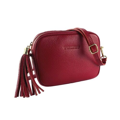 RB1007V | Tracollina  Donna in Vera Pelle Made in Italy.Tracolla removibile. Attacchi con moschettoni in metallo Oro Lucido - Colore Rosso - Dimensioni: cm 20 x 15 x 7