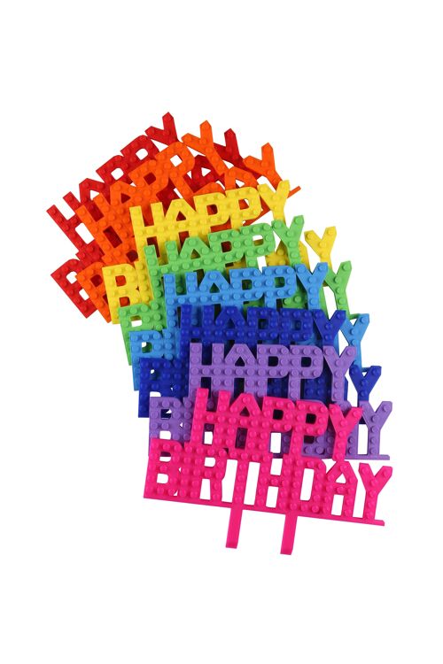 Happy Birthday Cake Topper Compatible with LEGO® Bricks