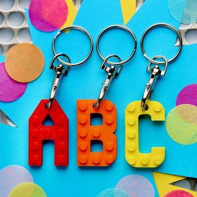 A-Z, star, heart & brick keyring set Compatible with LEGO® Bricks