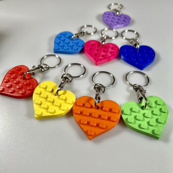 Ensemble de porte-clés A-Z, étoile, cœur et brique Compatible avec les briques LEGO® 5