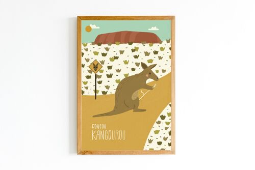 Poster enfant coucou kangourou