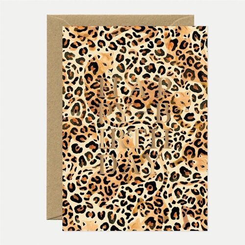 Greeting cards - Gold Happy Bday Leopard