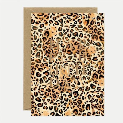 Tarjetas de felicitación - Gold Happy Bday Leopard