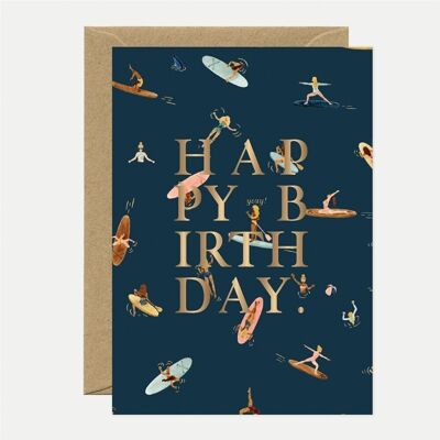 Greeting cards - Gold Happy Bday Paddle