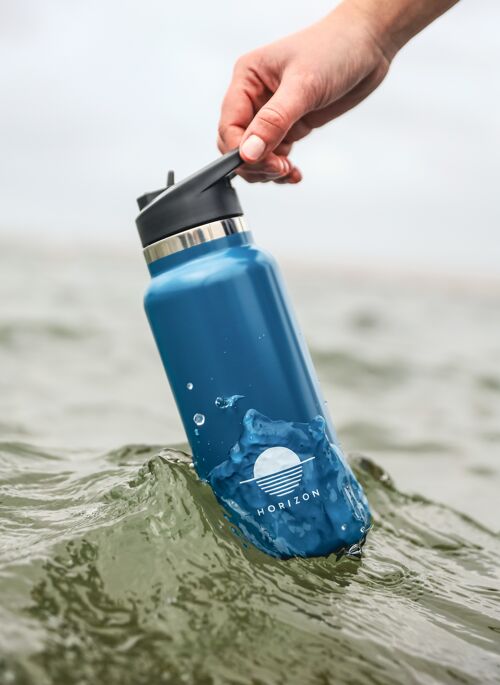 Stainless Steel 1000ml (1 litre) Insulated Water Bottle / Flask with Two Leak Proof Lids