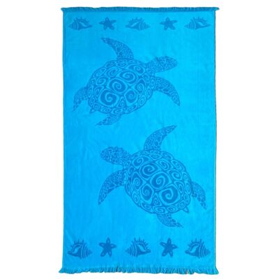 Jacquard-Velours-Frottee-Strandtuch mit Fransen Atoll 90x170 390g/m²