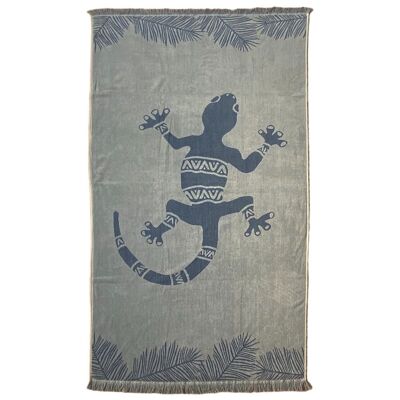 Serviette de plage éponge velours Jacquard avec franges Zacapa 90x170 390g/m²