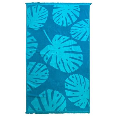 Serviette de plage éponge velours Jacquard avec franges Velika 90x170 390g/m²