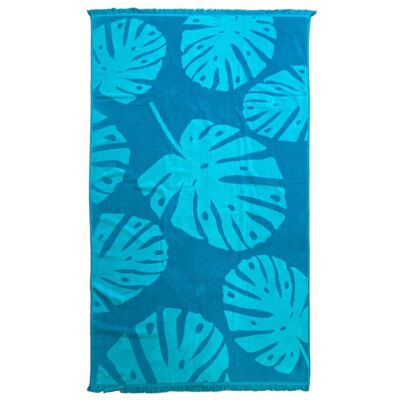 Jacquard velvet terry beach towel with Velika fringes 90x170 390g/m²