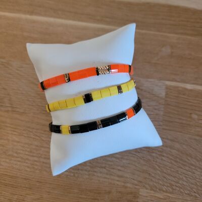 TILA - 3 bracelets - orange, jaune et noir - cadeaux - Fête des grands-mères