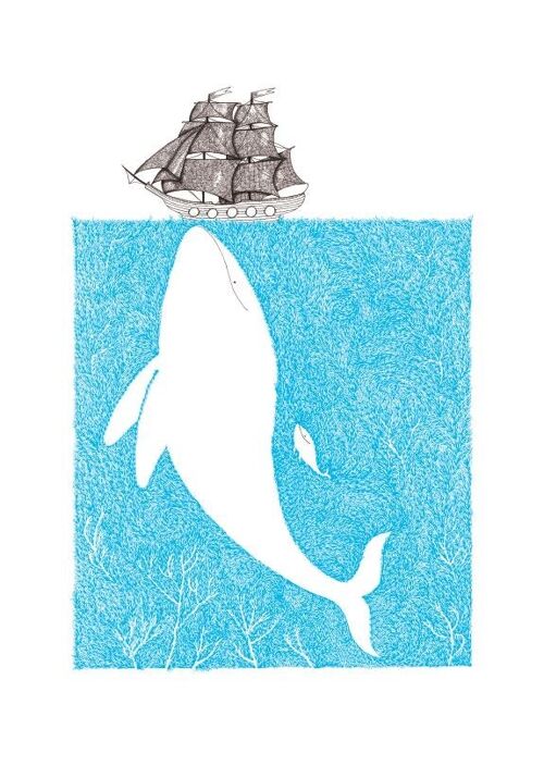 Affiche A4 - Baleine - Mer - Océan - Mystère - Bateau - Navire - Baleineau - Immensité