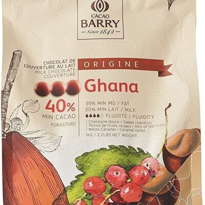CACAO BARRY- 40% Min Cacao - Cobertura de chocolate con leche- Cacao origen Ghana - Pistoles - 1 kg