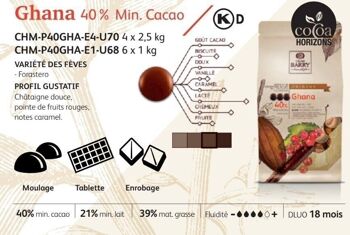 CACAO BARRY- 40% Min Cacao - Chocolat au lait de couverture- Cacao origine Ghana - Pistoles - 1 kg 6