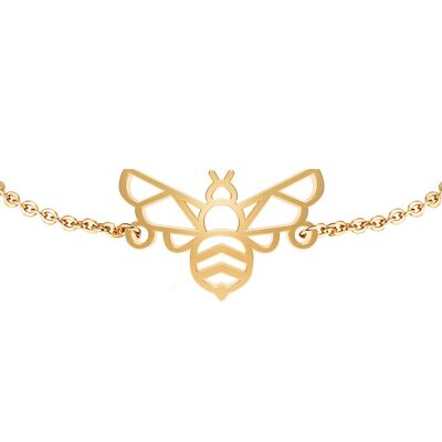 Fauna Bee Animal Bracelet Gold or Silver Finish with Chain or Black Cord for Women, Men or Children, Resistant and Adjustable Made in France