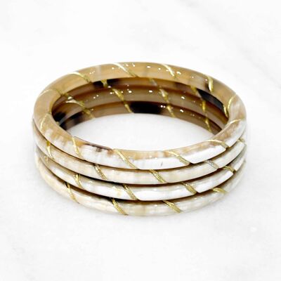 Real horn bracelet - Twisted - Gold leaf