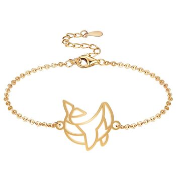 Bracelet Animal Fauna Baleine Finition Or ou Argent avec Chaîne ou Cordon Noir pour Femme, Homme ou Enfant, Résistant et Ajustable Fabriqué en France 10