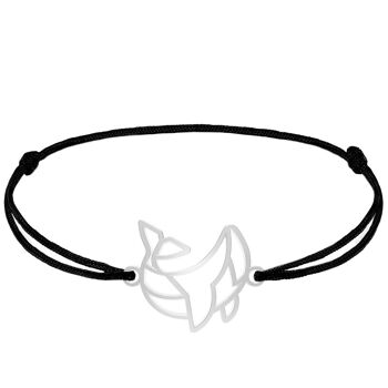 Bracelet Animal Fauna Baleine Finition Or ou Argent avec Chaîne ou Cordon Noir pour Femme, Homme ou Enfant, Résistant et Ajustable Fabriqué en France 13