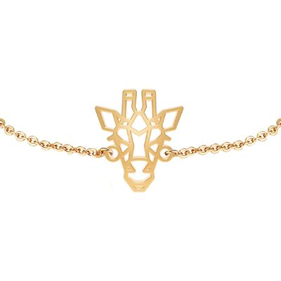 Fauna-Giraffe-Tierarmband in Gold- oder Silberausführung mit schwarzer Kette oder Kordel für Damen, Herren oder Kinder, widerstandsfähig und verstellbar, hergestellt in Frankreich