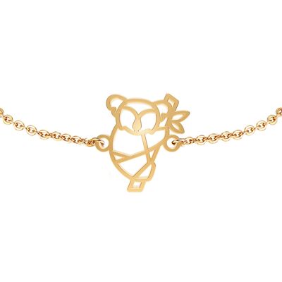 Fauna Koala Animal Bracelet Gold or Silver Finish with Black Chain or Cord for Women, Men or Children, Resistant and Adjustable Made in France